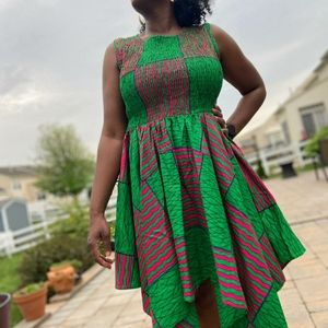 Ankara watermelon fairy  mid length dress ankara